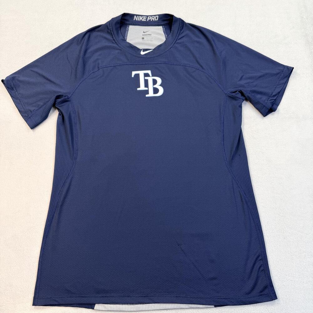 Tampa Bay Rays Shirt Mens Large Blue MLB Baseball Nike Pro Training Top